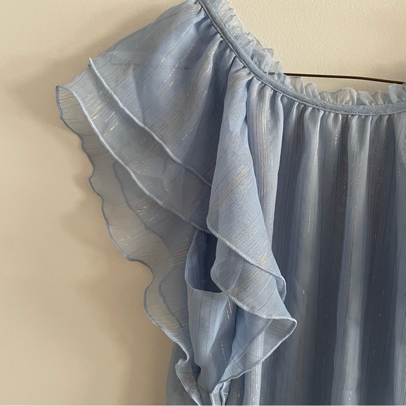 Loft shimmery butterfly cap sleeve flowy blouse - Picture 4 of 8